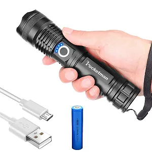 Фонарь POCKETMAN High Performance Rechargeable LED Mini Super Bright Hand Zoomable Waterproof Camping - Фото 1