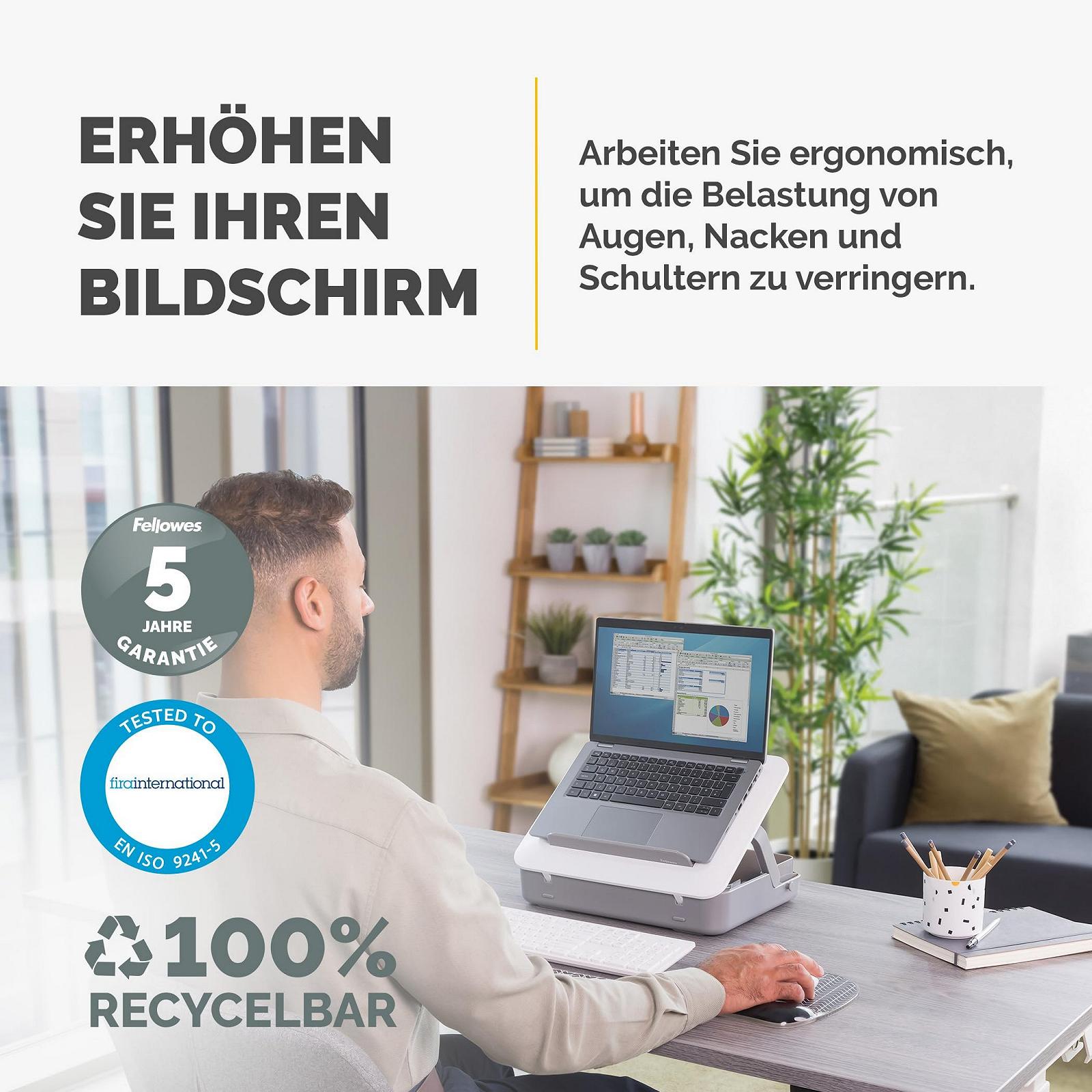 Подставка для ноутбука Fellowes Портативная Breyta 2-в-1 с 5 уровнями высоты Белый, фото №2