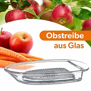 Терка Стеклянная KADAX Овальная для фруктов для детского питания для яблок для сырых овощей для имбиря 22,2 см Прозрачная synthetic.ua - Фото 1