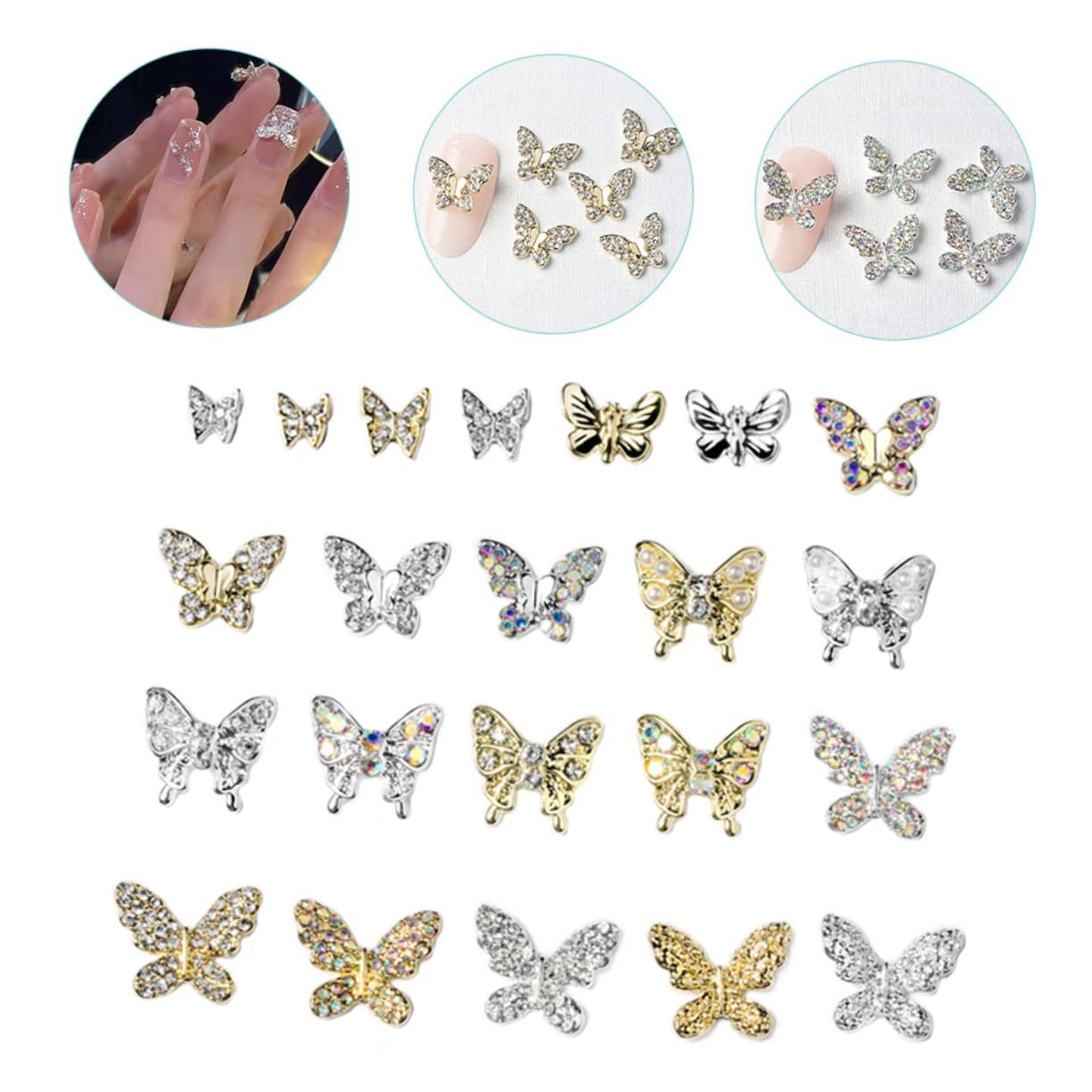 Украшения для ногтей Бабочка Healvian 22 шт., фото №4