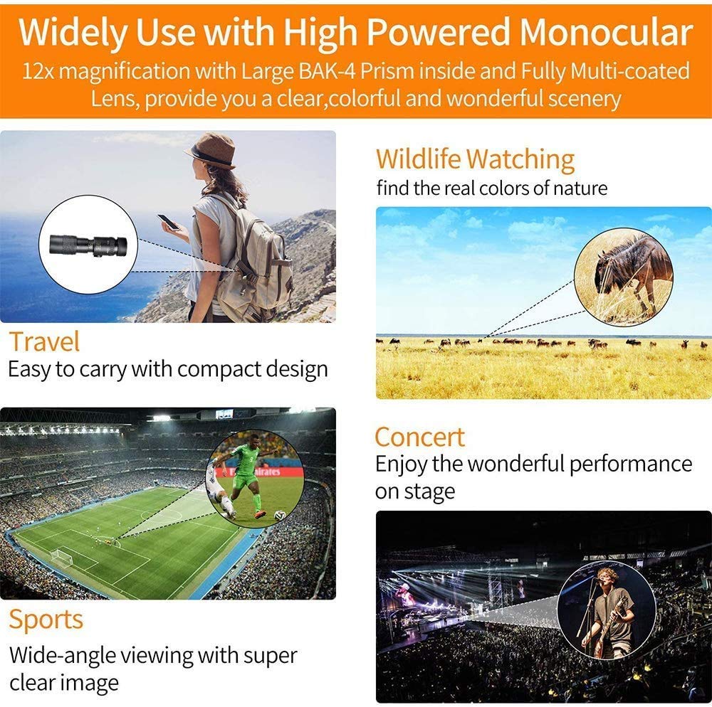 Монокуляр WHXJ 4k Super Telephoto Zoom 10-300 x 40 мм з тримачем для телефону та штативом, фото №4