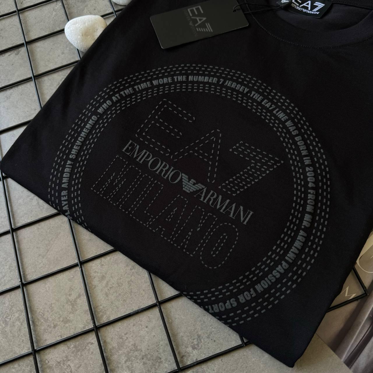Мужская футболка Emporio Armani EA7 качественная черная Армани брендовая для мужчины, фото №5