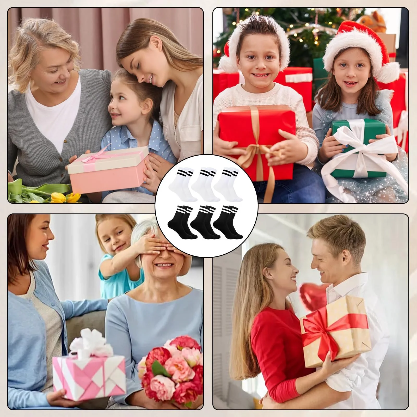 Тенісні шкарпетки Чорний + Білий, 6 пар, розмір 39-42, фото №7