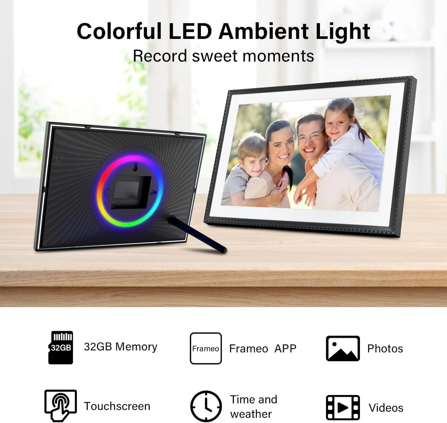 Цифрова фоторамка WiFi 10.1 дюйма 32 GB 1280 x 800 HD IPS Touchscreen Auto Rotate Frameo, фото №5 Цифрова фоторамка WiFi 10.1 дюйма 32 GB 1280 x 800 HD IPS Touchscreen Auto Rotate Frameo, фото №5