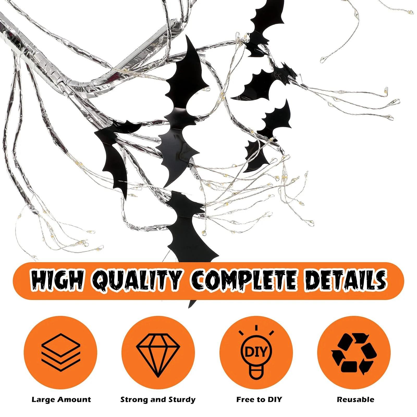 Наклейка на стіну 24 штуки 3D Bat Stickers Хелловін 4 розміри Чорна, фото №6