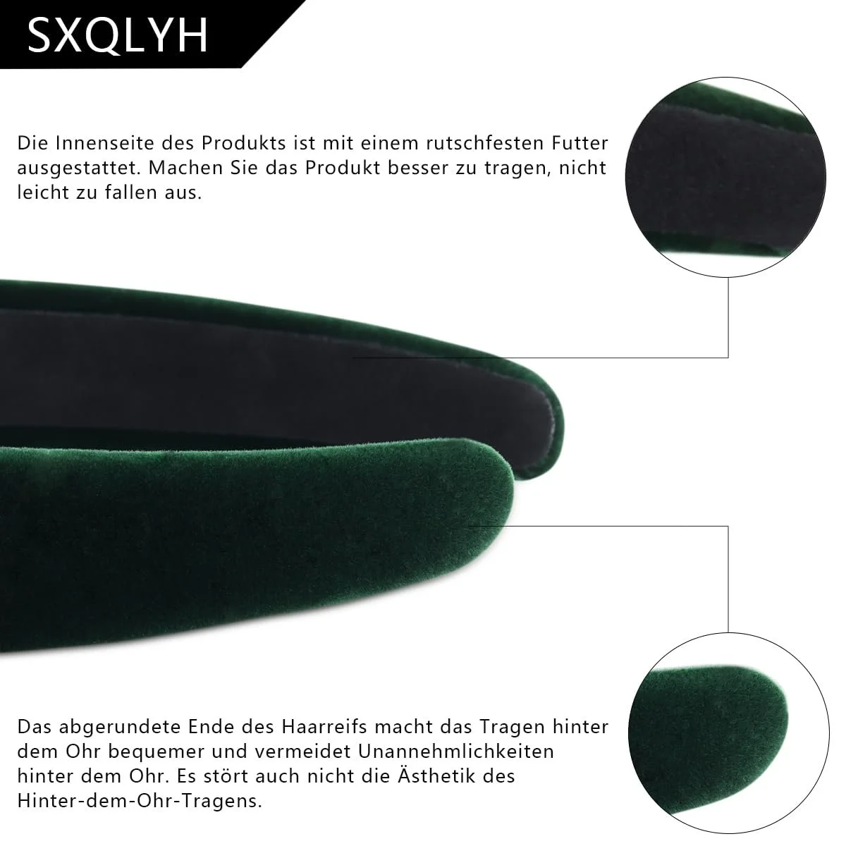 Обруч Оксамитовий Вінтажний з Тканинною Підкладкою Зелений, фото №4