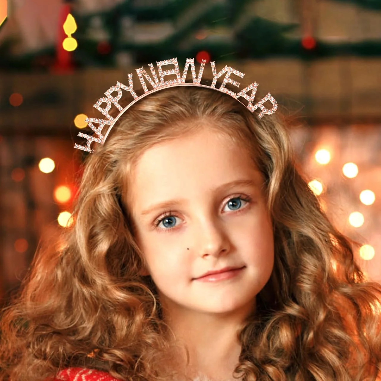 Обруч Новорічний вечір 2026, тіара зі стразами, рожеве золото, фото №3