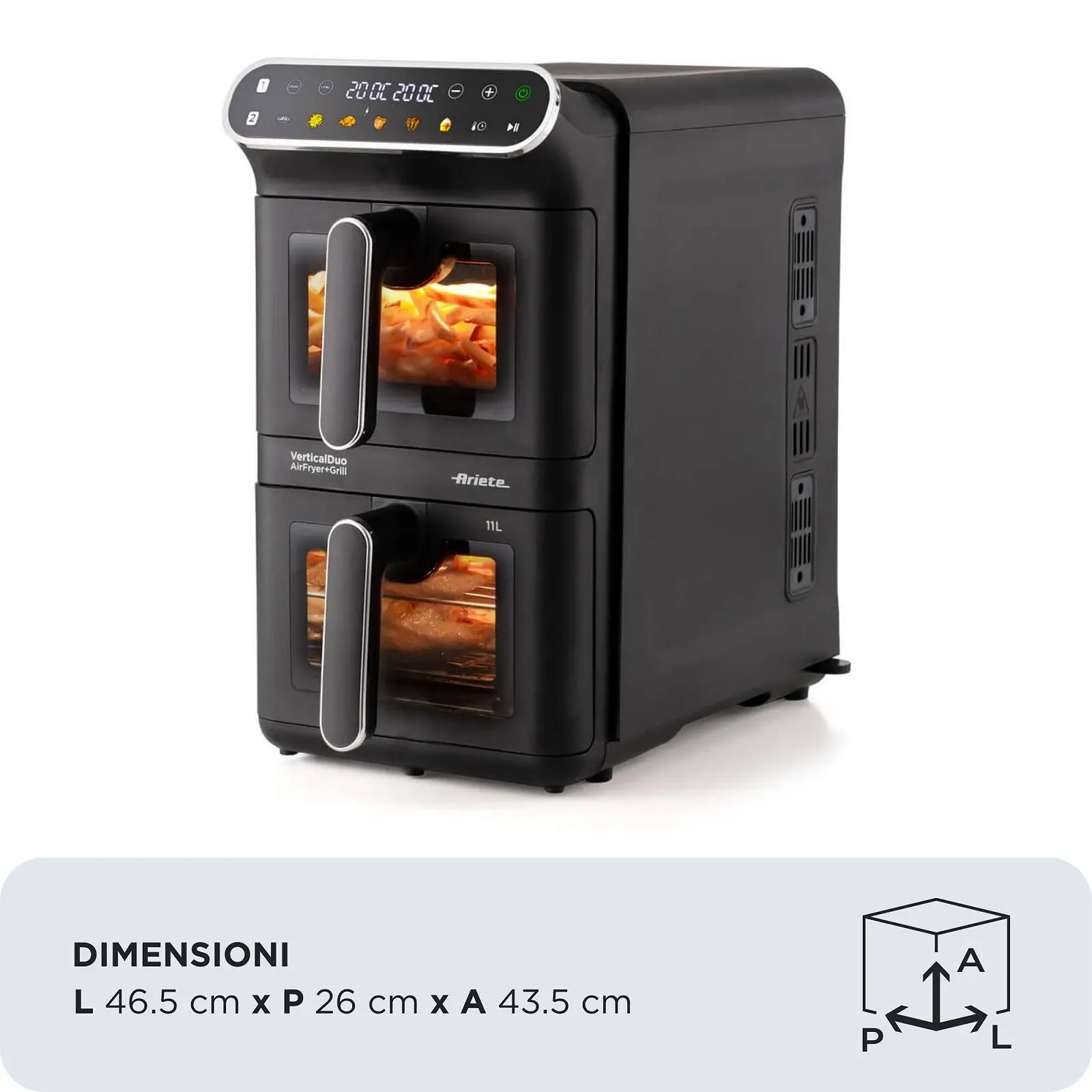 Мультипіч Ariete 4640/00 Vertical DUO 2460Вт 11л 6 програм функція гриля до 200°C, фото №5 Мультипіч Ariete 4640/00 Vertical DUO 2460Вт 11л 6 програм функція гриля до 200°C, фото №5