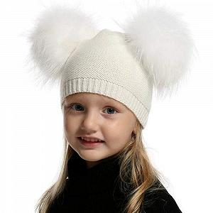 Шапка с двумя помпонами BrillaBenny для девочек и мальчиков 2-6 лет - Фото 1