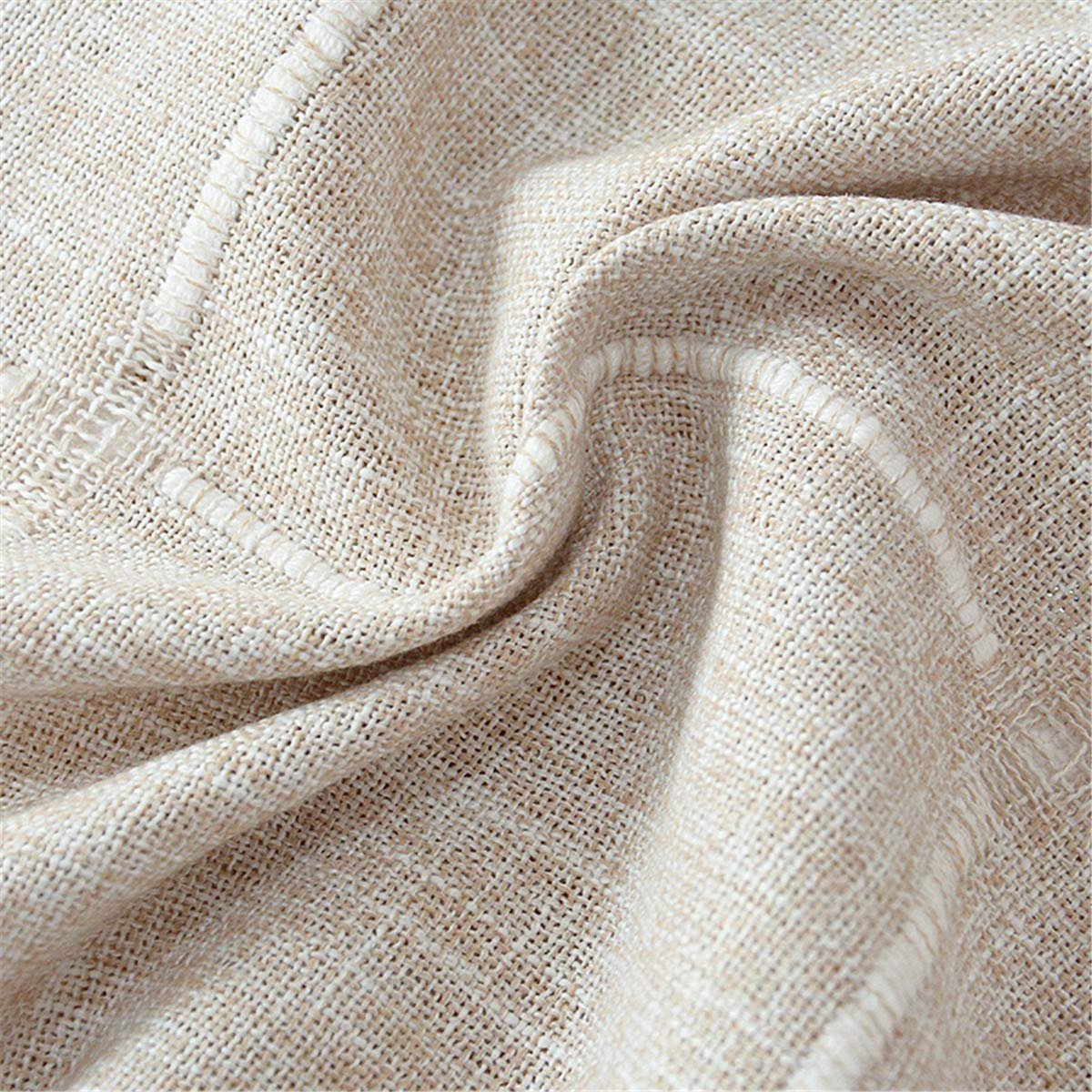 Скатертина кругла з китицями в клітинку Cotton Linen Fabric Щільна 200 см Beige, фото №3