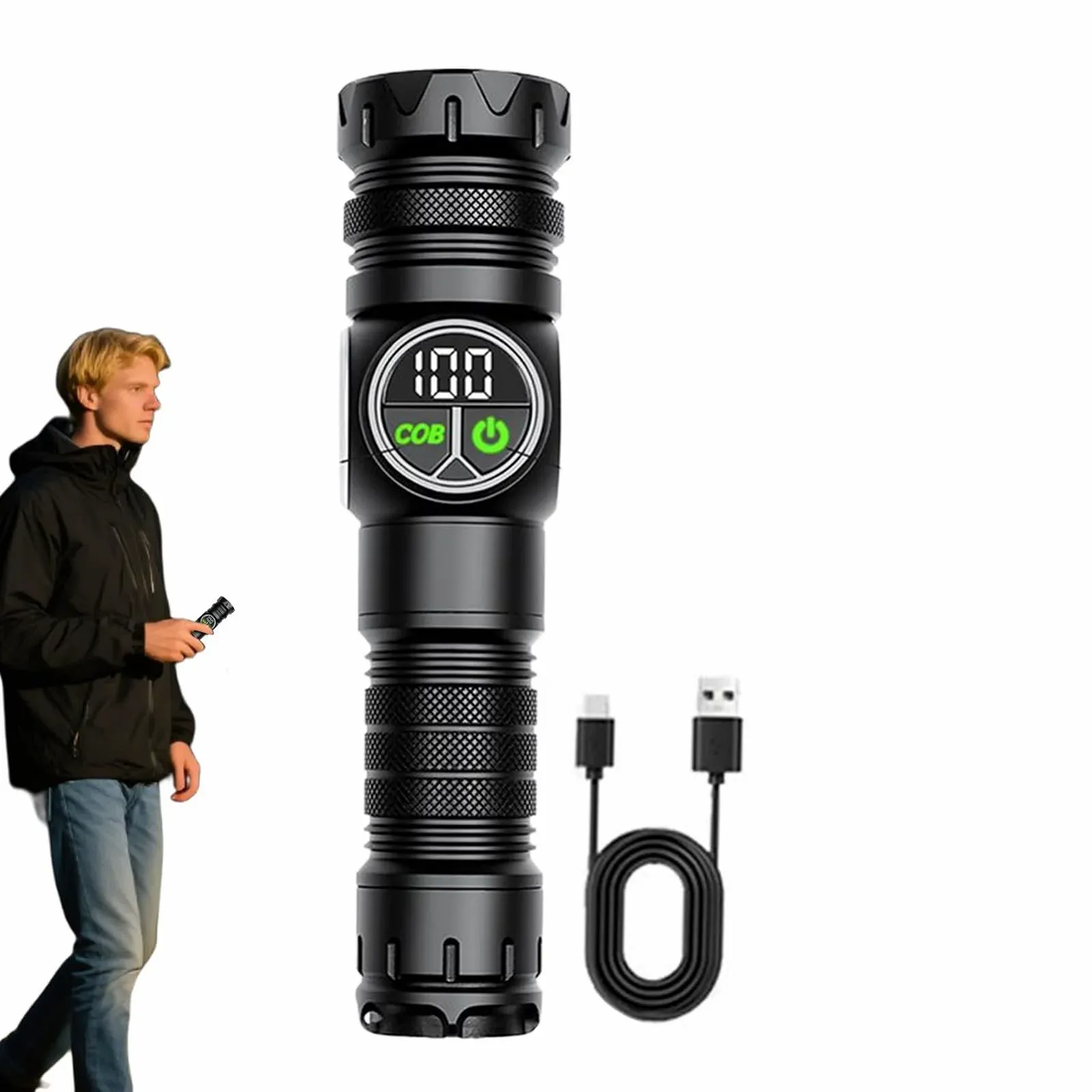 Ручний ліхтар G
és
erique Багатофункціональний Міцний ліхтарик з ремінцем на зап'ясті Довгий час роботи акумулятора для роботи, намету, походів, кемпінгу, полювання, риболовлі на відкритому повітрі та використання, фото №1