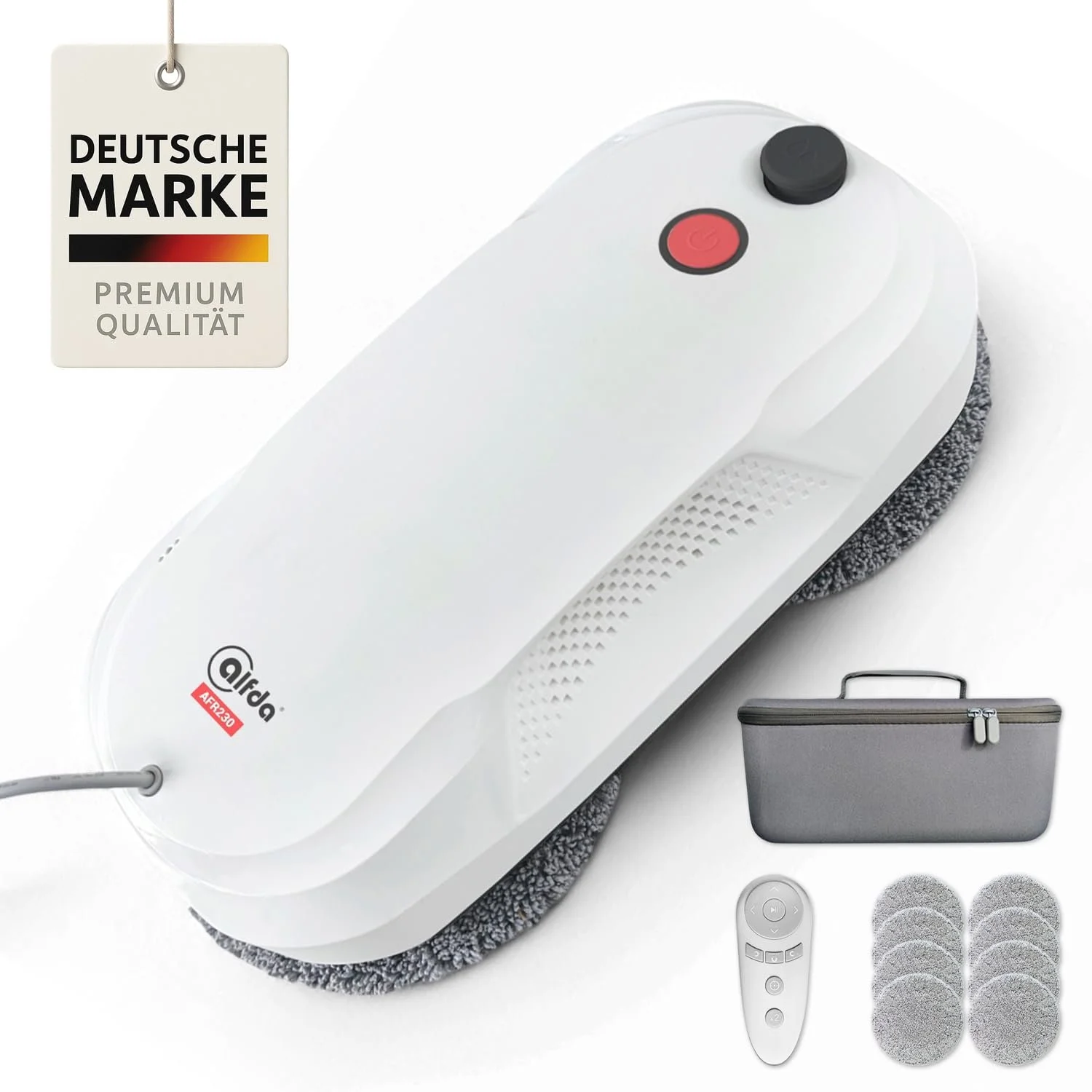 Робот для миття вікон alfda AFR230 з функцією подвійного розпилення, інтелектуальною навігацією та дистанційним керуванням, для внутрішніх і зовнішніх вікон, резервуар 60 мл, сумка для зберігання, 8 серветок, фото №1 Робот для миття вікон alfda AFR230 з функцією подвійного розпилення, інтелектуальною навігацією та дистанційним керуванням, для внутрішніх і зовнішніх вікон, резервуар 60 мл, сумка для зберігання, 8 серветок, фото №1