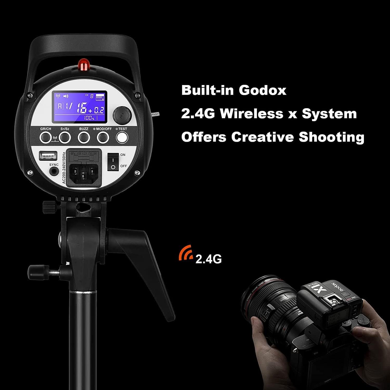 Студійний спалах Godox SK400II / 5600K / Чорний, фото №4 Студійний спалах Godox SK400II / 5600K / Чорний, фото №4