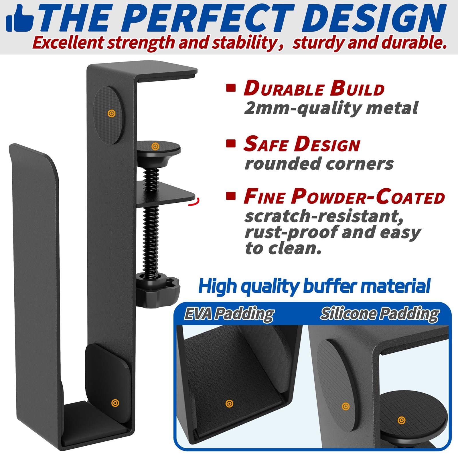 Регулируемая Подставка для Ноутбука с Зажимом для Столов - Без Сверления - Вертикальное Крепление из Нержавеющей Стали сбоку Стола для Ноутбуков, Планшетов, Клавиатур - Полочка для Устройств до 38 мм, фото №3
