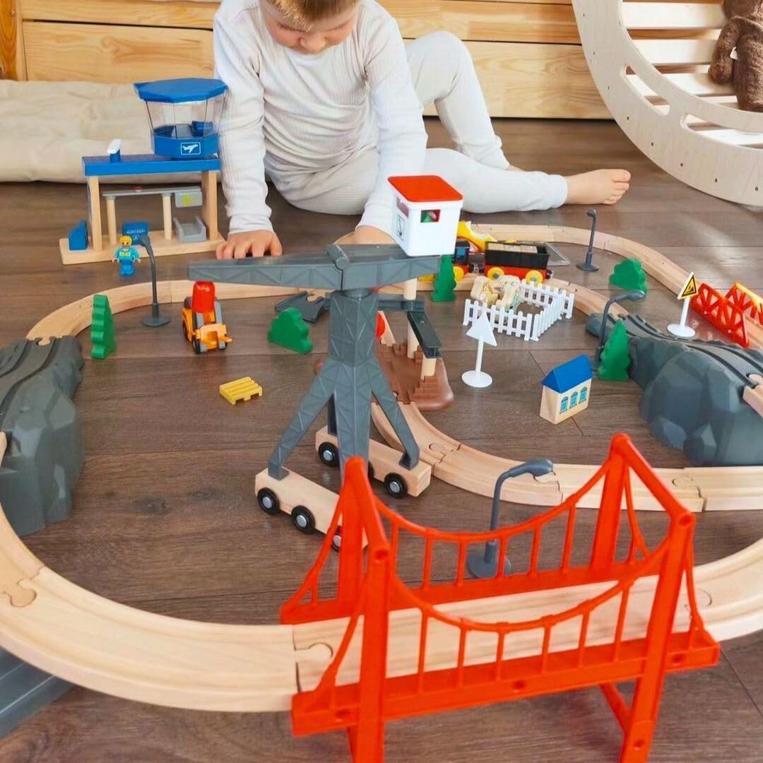 Игровой набор Mamabrum City Flight Terminal Tower Movable Crane Human Figures Railway Table, фото №3