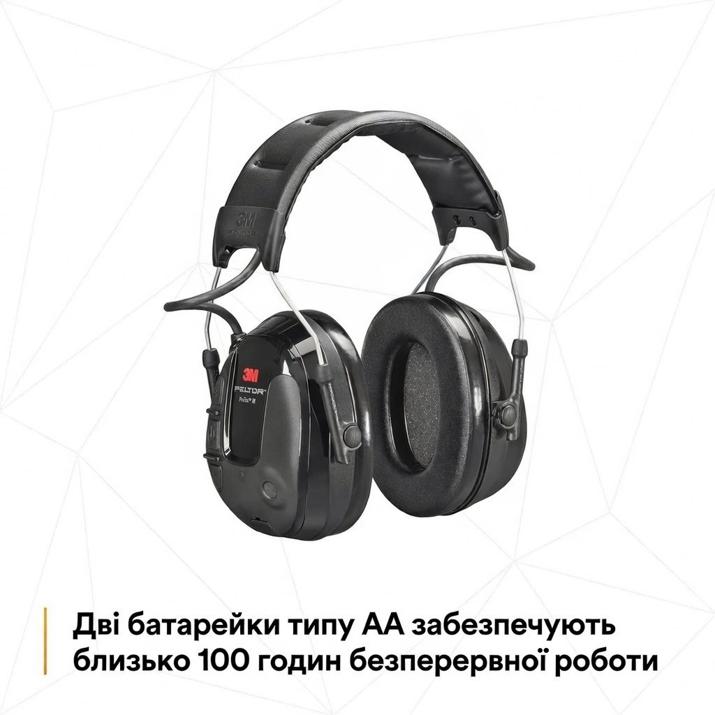 Активні навушники для стрільби 3M PELTOR ProTac III Slim / Активне шумозаглушення / Чорні, фото №8