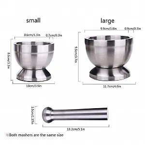 Набір ступки і товкачика з нержавіючої сталі 304, металевий подрібнювач для кухні (як на зображенні) synthetic.ua - Фото 1