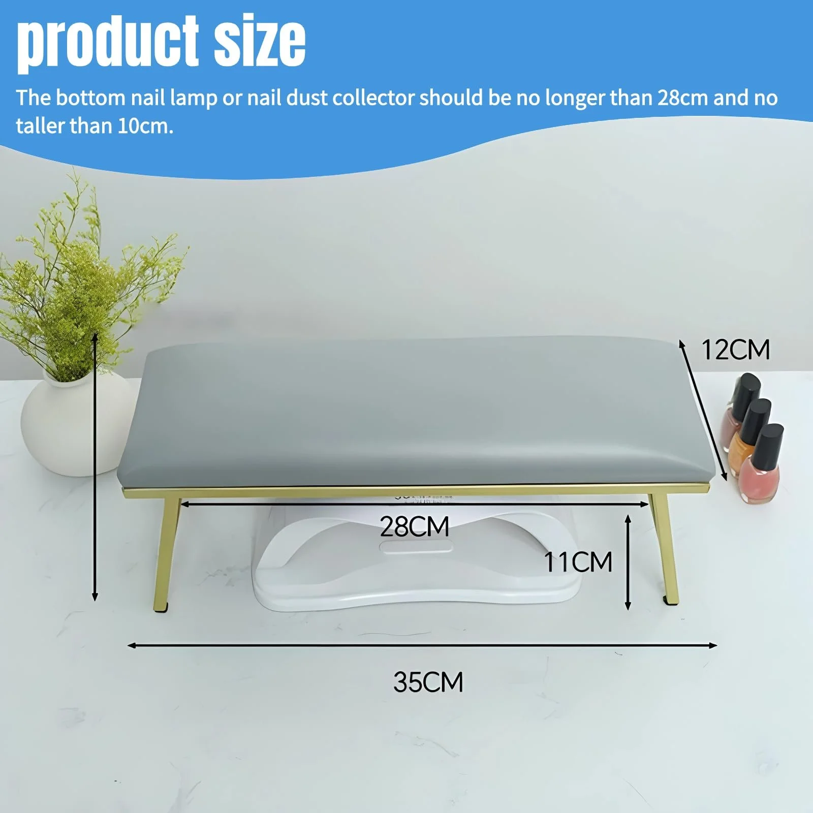 Підставка для рук для манікюру з мікрофібри Сіра, фото №3