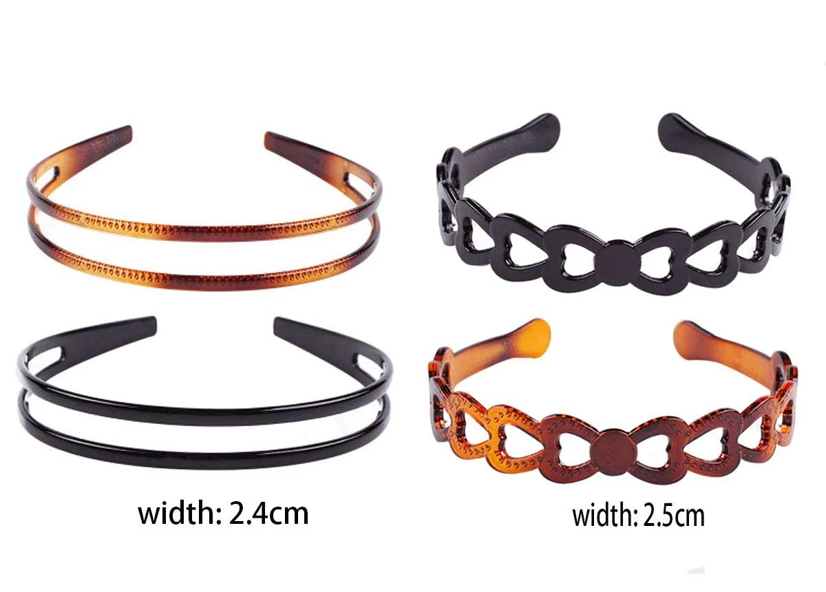 Обруч для волосся Пластиковий 4 шт Чорний + Коричневий, фото №2