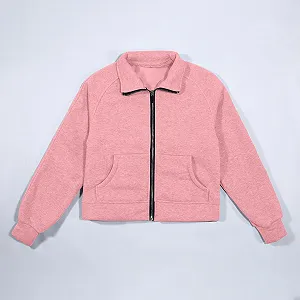 Девочка Толстовка на молнии Generisch с модным воротником-стойкой, куртка на флисовой подкладке с карманами synthetic.ua - Фото 1