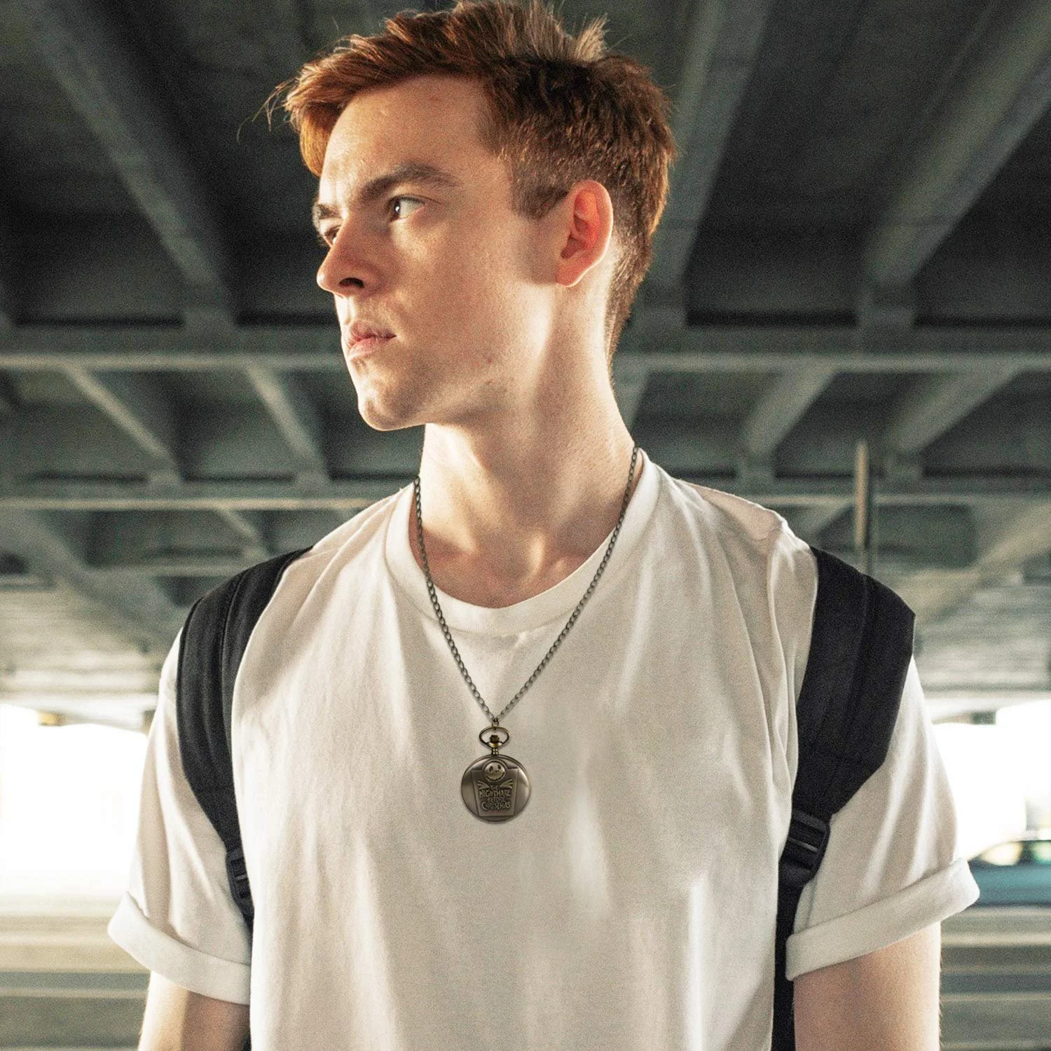 Карманные часы JewelryWe Мужские с черепом Скелет из Кошмара перед Рождеством, кварцевые аналоговые часы с цепочкой-ожерельем, фото №5 Карманные часы JewelryWe Мужские с черепом Скелет из Кошмара перед Рождеством, кварцевые аналоговые часы с цепочкой-ожерельем, фото №5