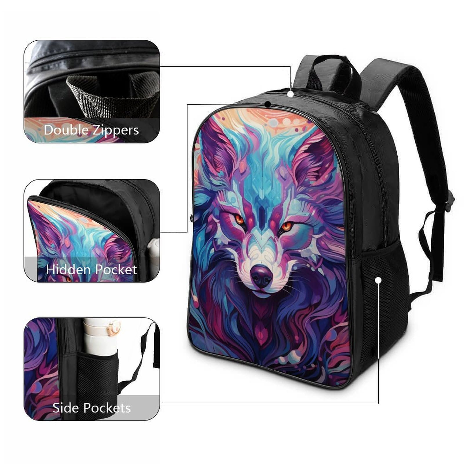 Рюкзак DPEOANEBN Wolf 3D для дітей, великий, шкільний, подарунок до школи, 40x28x16 см, фото №3