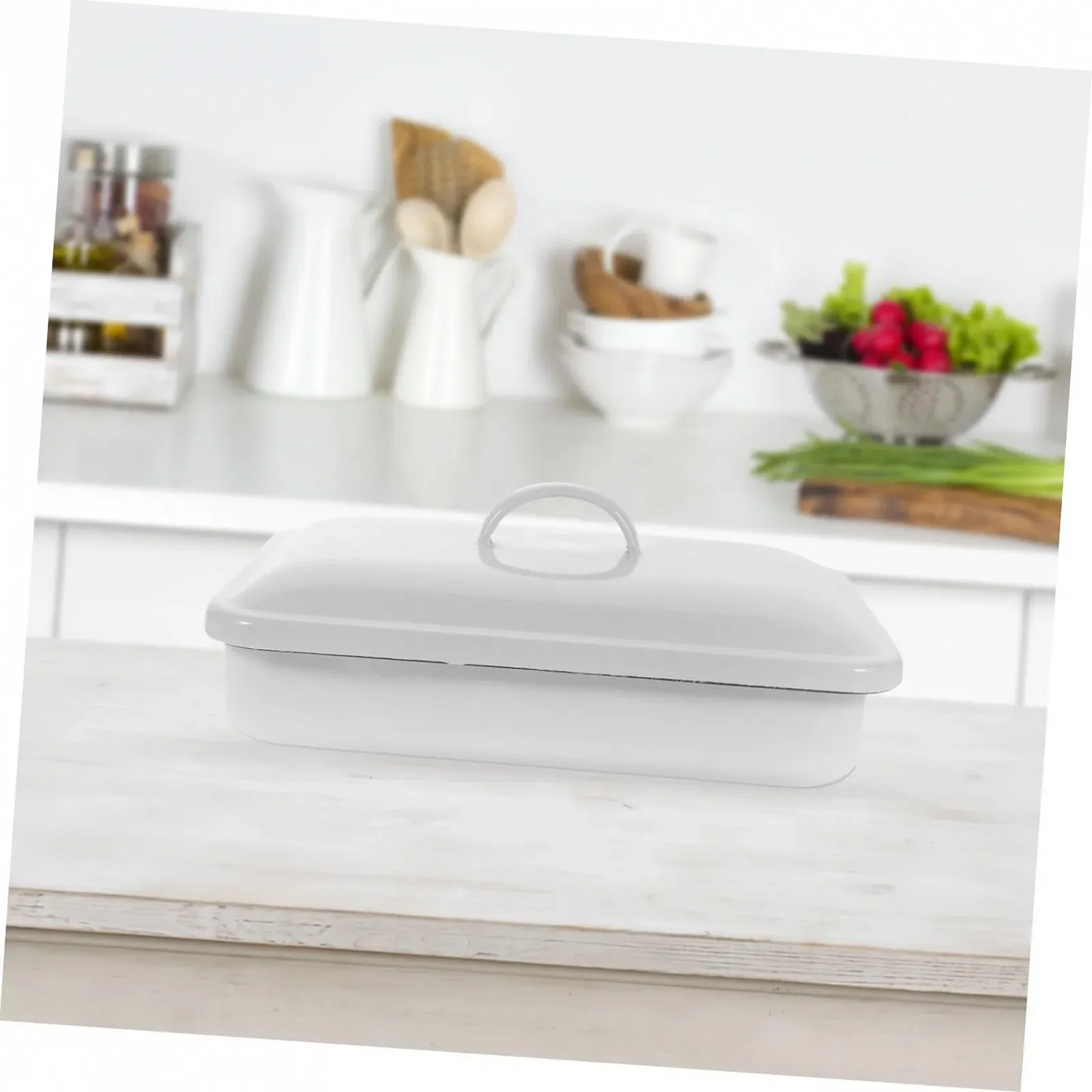 Емальоване деко з кришкою Термостійке Зносостійке Стійке до подряпин Біле, фото №8 Емальоване деко з кришкою Термостійке Зносостійке Стійке до подряпин Біле, фото №8