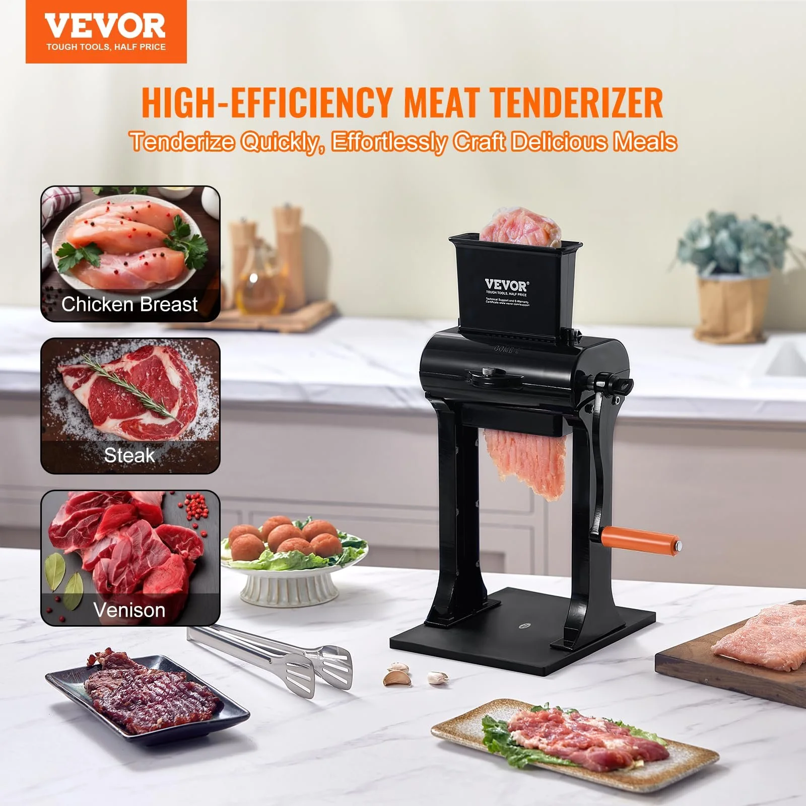 Тендерайзер для мяса VEVOR Commercial Heavy Duty из нержавеющей стали, ручной, 5,8 дюйма, фото №2