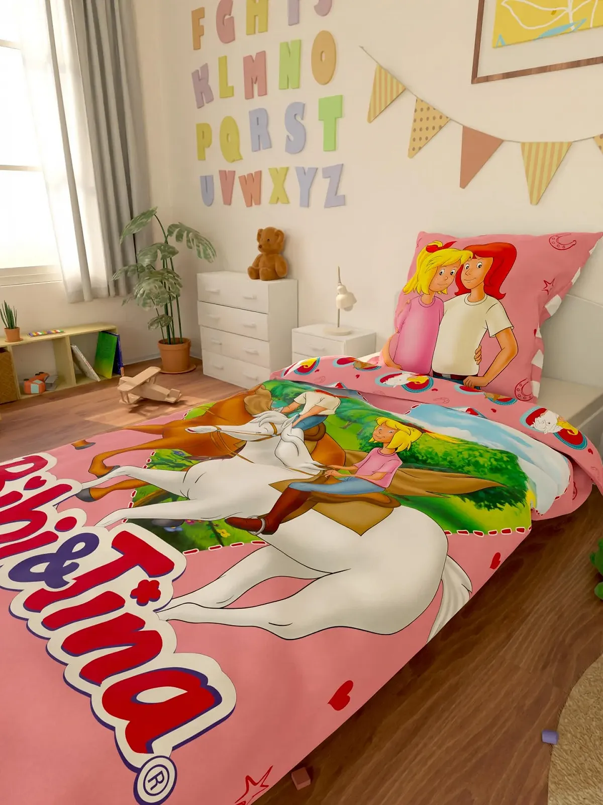 Детское Постельное белье детское SkyBrands Bibi and Tina 135 x 200 см + 80 x 80 см, 2 предмета, хлопок, фото №4