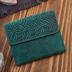 Кошелек PP PAOLO PERUZZI T-114 Женский Винтажный Кожаный Маленький с RFID защитой Оригинальный Геометрический узор Зеленый, S, Винтажный synthetic.ua - Фото 1