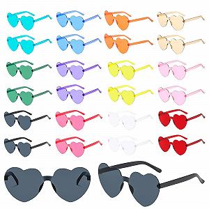 Сонцезахисні окуляри WANDGU у формі серця, без оправи, 12 кольорів, рожевий - Фото 1