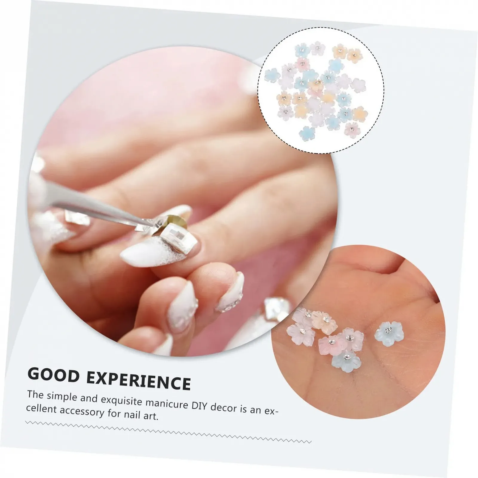 Прикраса для манікюру Квіти minkissy. Різнокольорові стрази, фото №5