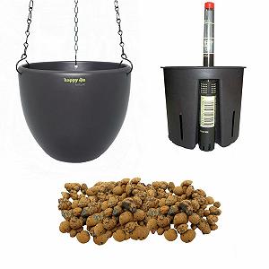 Підвісний кошик happy nature Venus 13/12 Набір з 4 предметів Керамічний для гідропоніки Діаметр 17.5 см Висота 15 см Антрацит - Фото 1