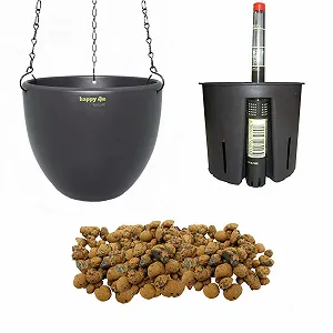 Подвесная корзина happy nature Venus 13/12 Набор из 4 предметов Керамическая для гидропоники Диаметр 17.5 см Высота 15 см Антрацит - Фото 1