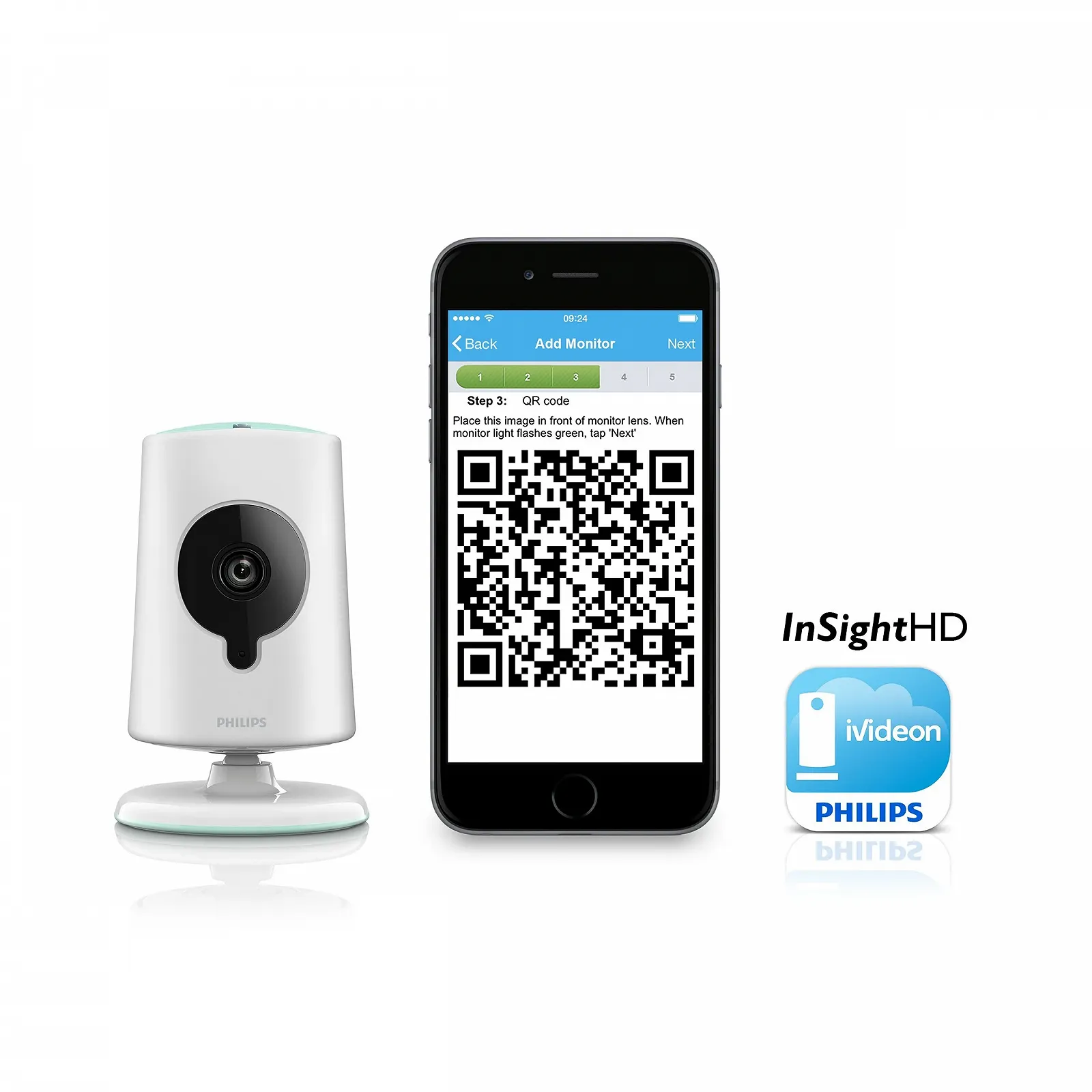 Бездротова HD відеоняня Philips In.Sight B120S/10 2x Zoom Біла, фото №4