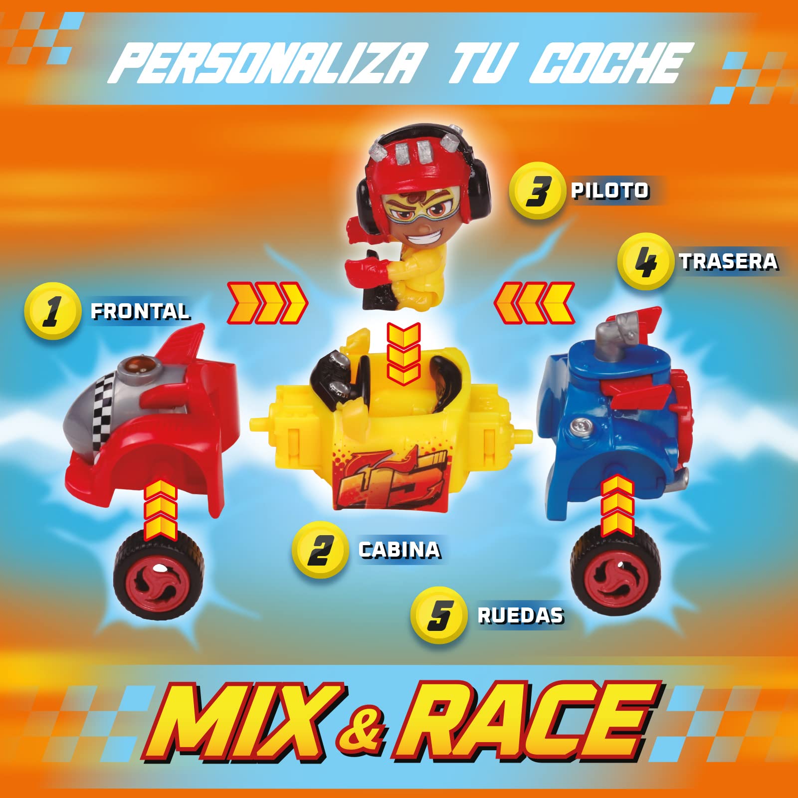 Колекційні іграшки T-Racers Color Rush - Авто і Водій Знімні з Взаємозамінними Частинами, фото №4