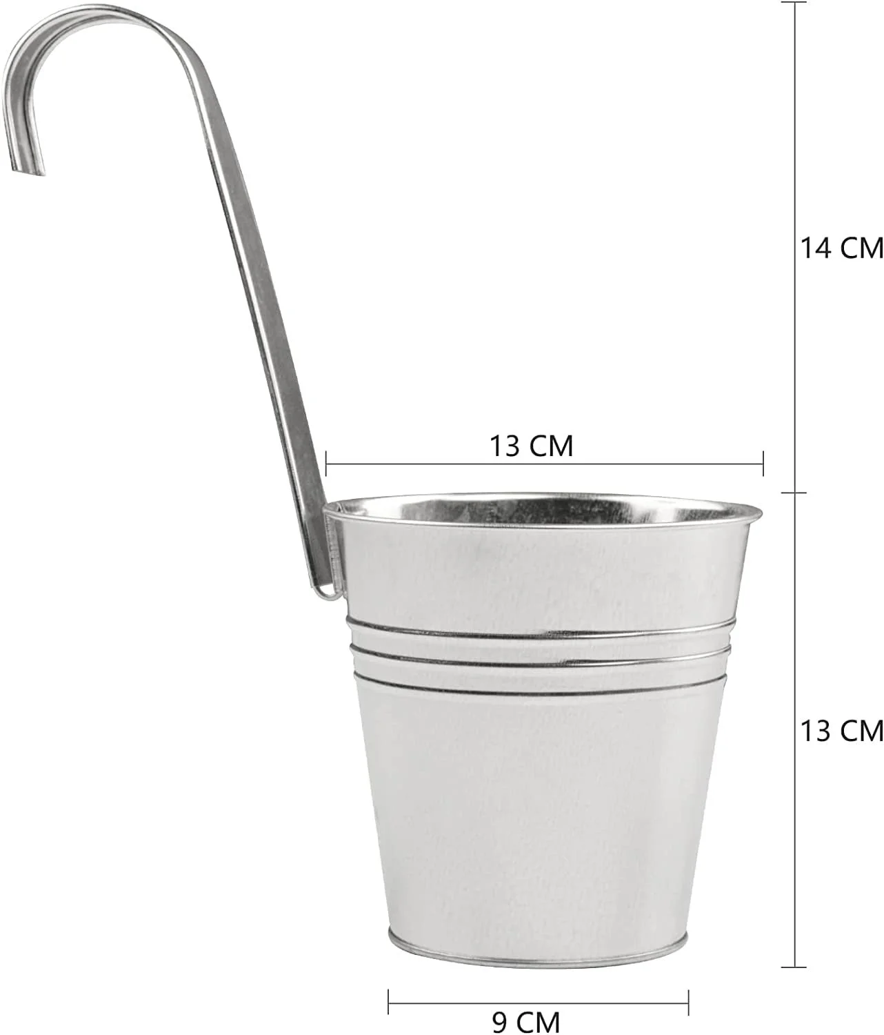 Набір підвісних квіткових горщиків DRULINE 6 шт. Цинкові 13x28x24 см зі знімними гачками, фото №2