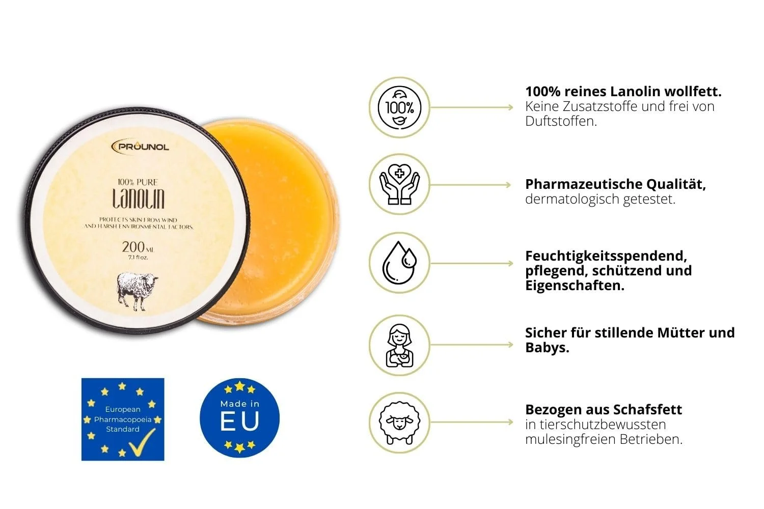Ланолін Prounol Безводний фармацевтичної якості 200 мл, фото №4 Ланолін Prounol Безводний фармацевтичної якості 200 мл, фото №4