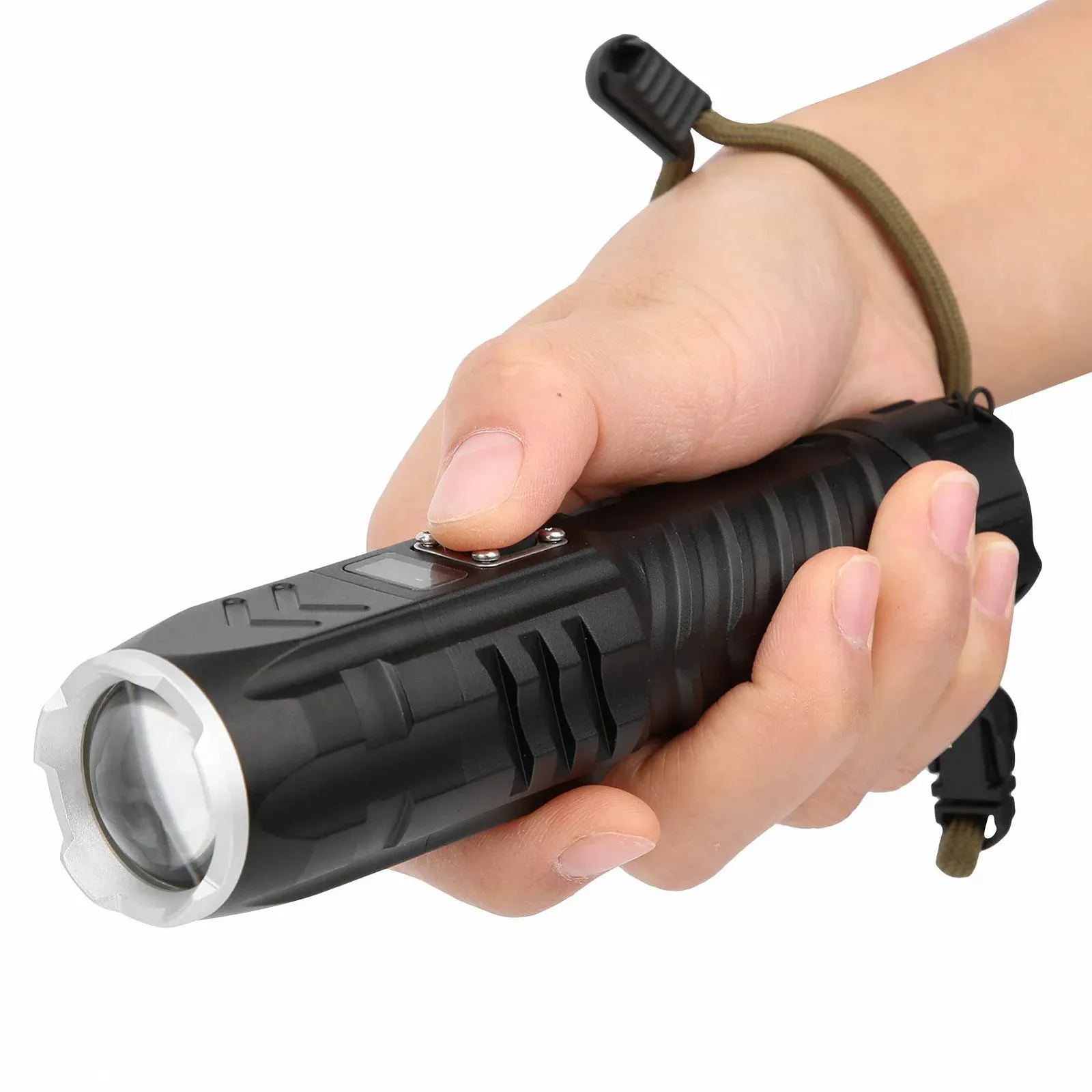 Фонарик Pilipane Ultra Bright Zoomable Focusing LED USB Перезаряжаемый Интеллектуальный Дисплей Питания для Кемпинга Пешего Туризма Алюминиевый Сплав 16 см 205 г, фото №6