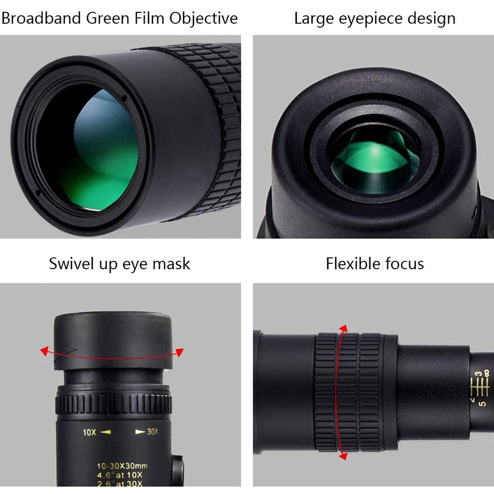 Монокуляр Super Telephoto Zoom HD Monocular 10-300x40 мм, з адаптером для смартфона, штативом, монокулярний телескоп для підняття в гори, спостереження за птахами, футбол, фото №2