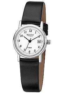 Женские аналоговые кварцевые часы Regent 12090288 с кожаным ремешком, серебристый ремешок - Фото 1