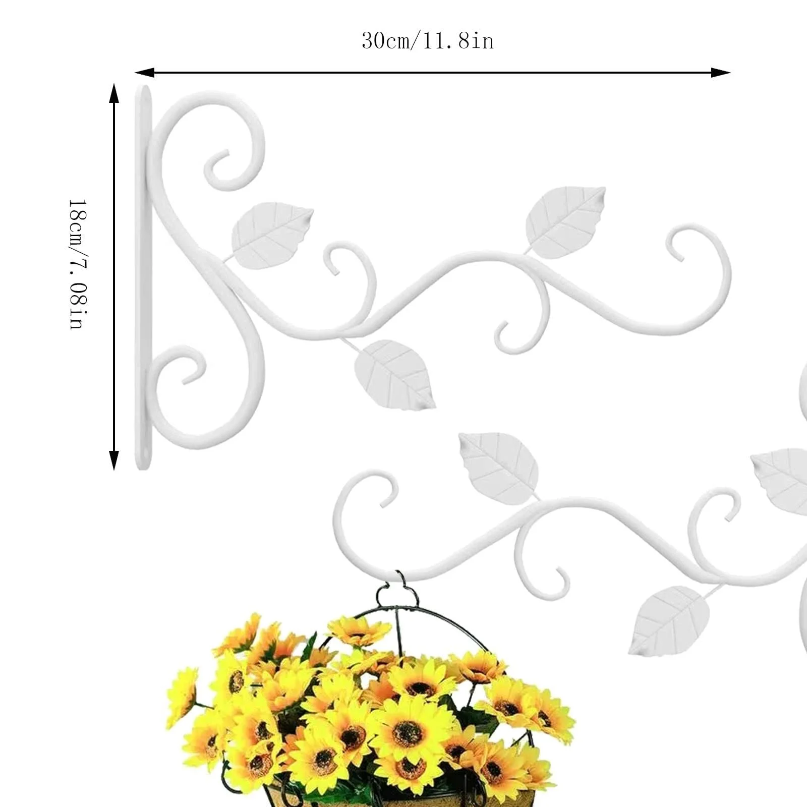 Настенный кронштейн для подвесных корзин набор из 2 шт. металл Белый, фото №2