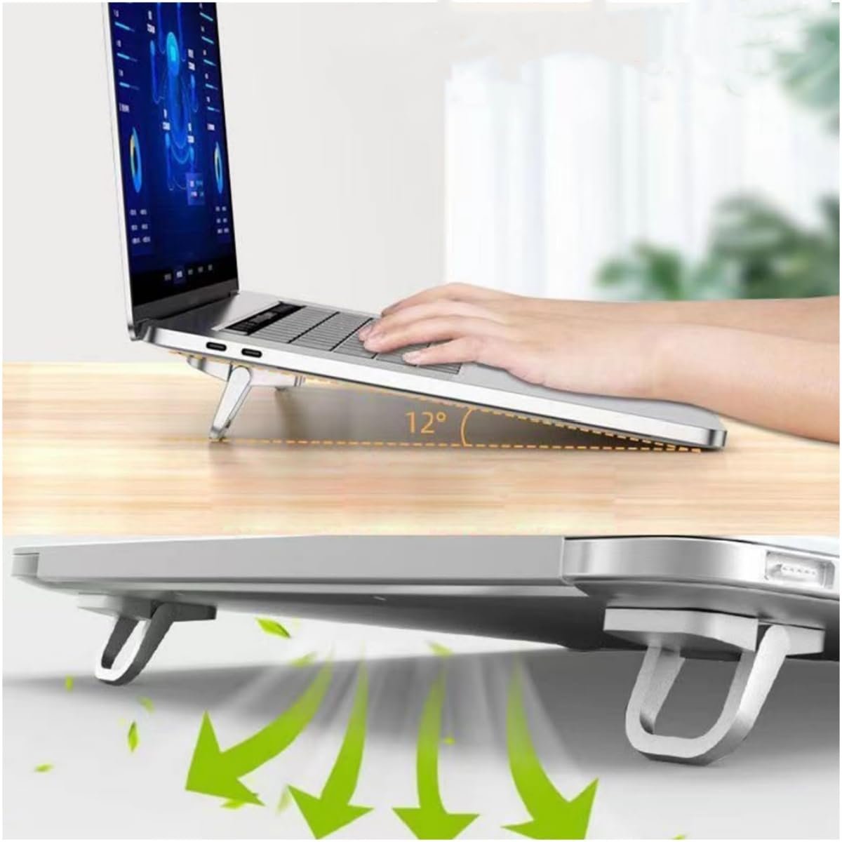 Подставка для ноутбука, 2 шт., Складная подставка для ноутбука, Самоклеящийся держатель для компьютера, Мини-подставка для ноутбука, Невидимая подставка для ноутбука, Совместима со многими ноутбуками (Серебристая), фото №7