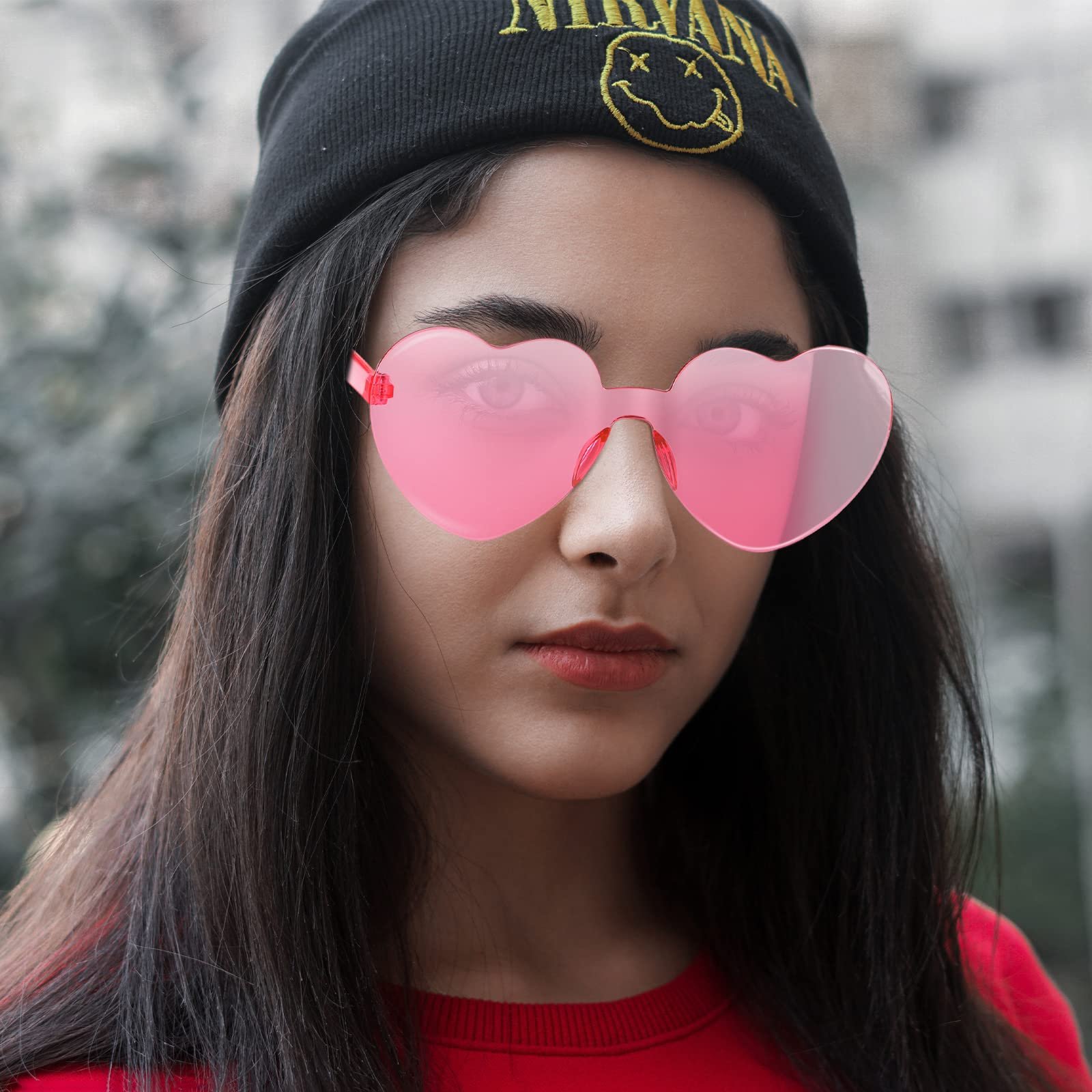 Сонцезахисні окуляри Weewooday Серцеподібні Без оправи Рожевий (2 пари), фото №4