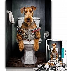 Пазл Airedale Terrier on the Toilet 1000 елементів 26 x 38 см - Фото 1