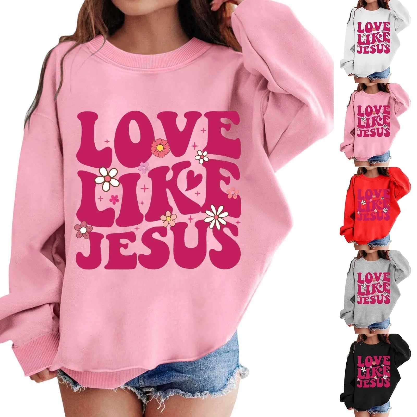 Детский свитшот с графическим принтом Generisch, круглый вырез горловины, длинные рукава, милый пуловер с открытыми плечами, фото №5