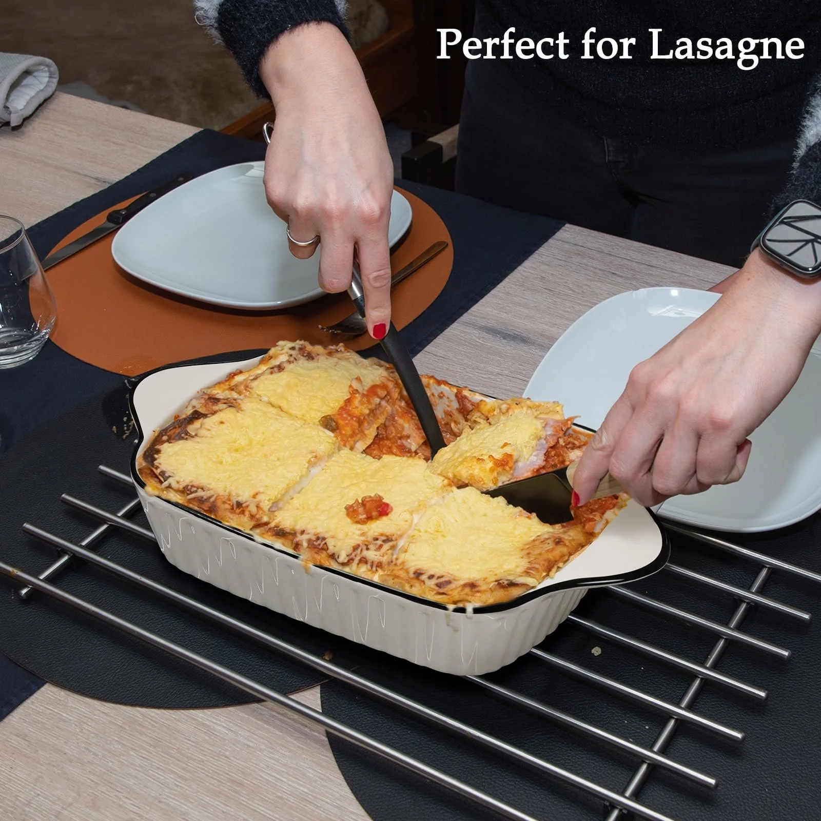 Формы для запекания NUTRIUPS набор 4 шт. 1 л прямоугольные керамические 26,5 см с ручками, фото №6