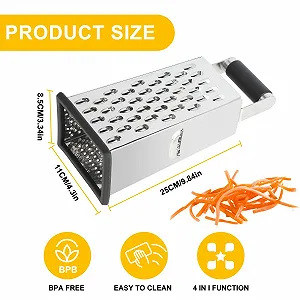 Терка кухонна, нержавіюча сталь, 4-стороння квадратна synthetic.ua - Фото 1