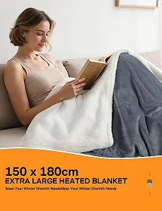 Электрическое одеяло ALLJOY 180 x 150 см, большой размер, 9 температурных режимов, фланель synthetic.ua - Фото 1