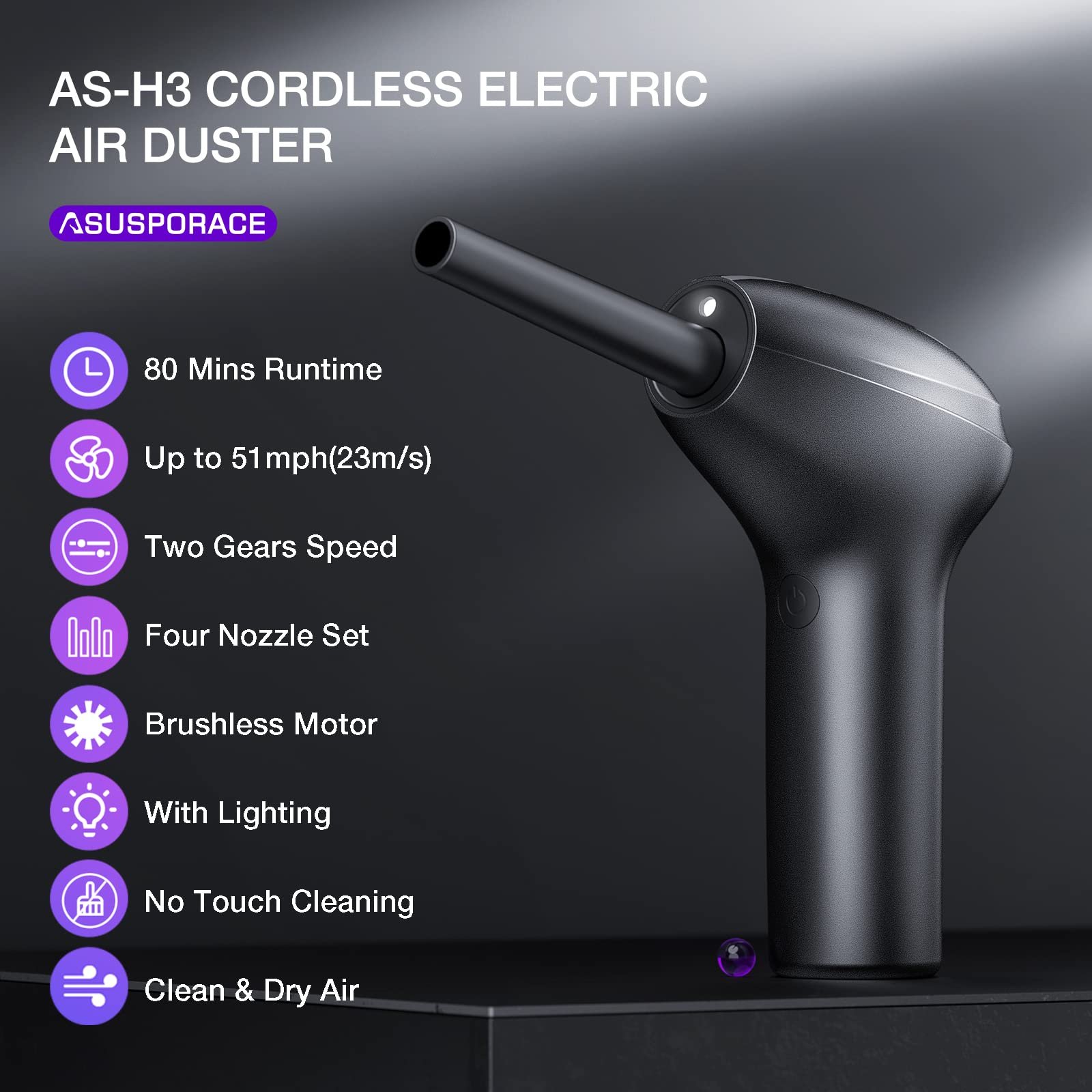 Беспроводная воздуходувка 82 км/ч 7500 мАч 2 скорости, фото №2